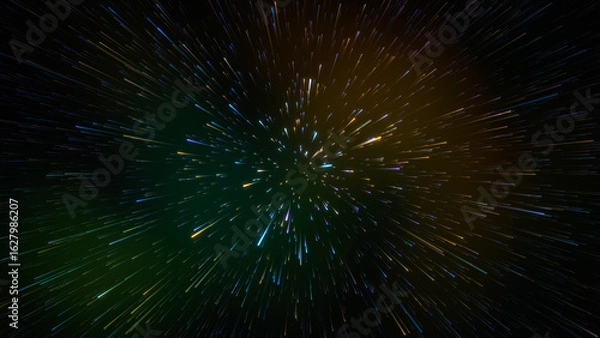 Obraz Dynamic Cosmic Light Rays Zooming Through Deep Space in Glowing Colors