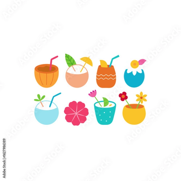 Obraz different summer shell drink set  