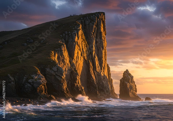 Obraz Dramatic Sunset over Sea Cliffs