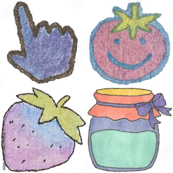 Obraz a drawing of a jar of jam and a strawberry