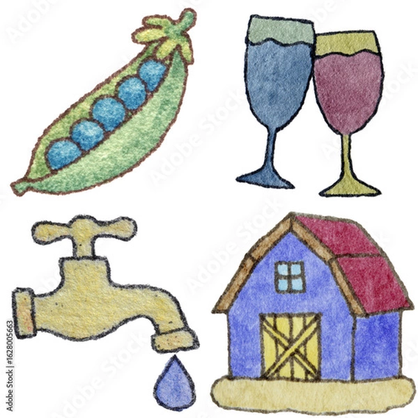 Obraz a drawing of a house and a faucet and a house and a faucet and a water faucet and and a house