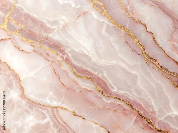 Fototapeta Photo of refined rose quartz marble texture with golden veins, perfect for luxurious backgrounds and decorative patterns, adding a touch of elegance to modern designs