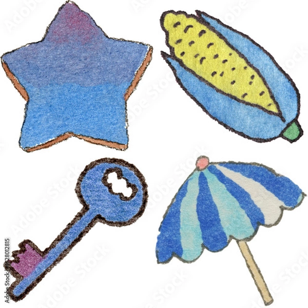 Obraz a drawing of a bunch of items on a white background