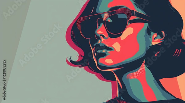 Fototapeta A modern vector portrait where shadows are replaced by geometric cutout