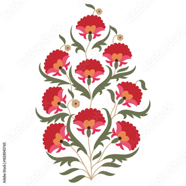 Fototapeta A Suzani-inspired floral fragment featuring intricate details and elements of traditional embroidery. Authentic design reflecting rich culture and folk art. Perfect for use in textiles, design project
