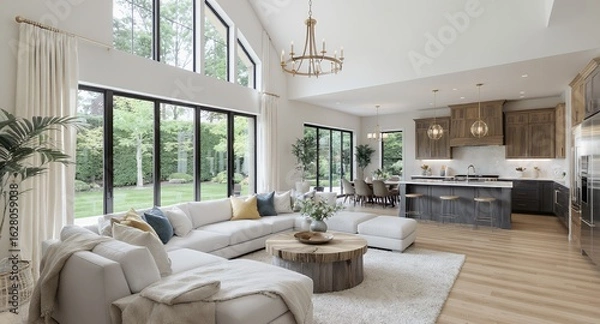 Obraz Modern Open Plan Living Room and Kitchen Interior Design