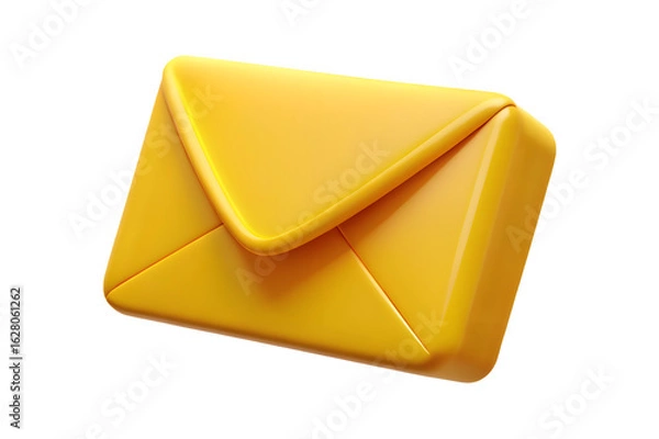 Fototapeta Bright Yellow 3D Envelope – Photorealistic Digital Art with Minimalist and Elegant Design

