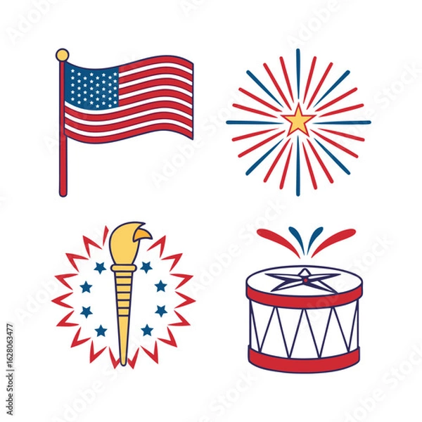 Obraz Independence Day Celebration Icon Set.
