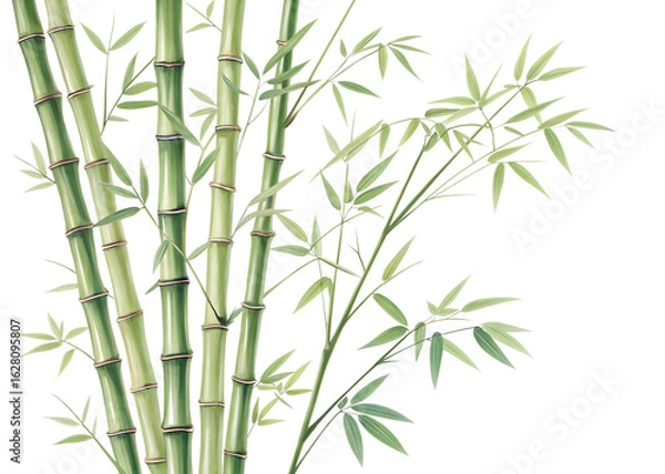 Fototapeta ai, png, bamboo, stems, leaves, green, plant, natural, transparent, background, decoration, design, illustration, botanical, art, flora, asian, peaceful, slender, growth, texture, nature, aesthetic, t