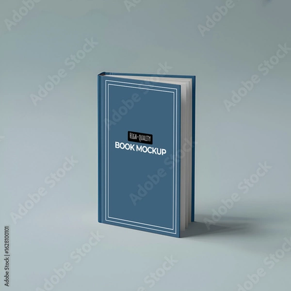 Obraz Realistic Hardcover Book Mockup Set – 3D Rendered Front, Spine, and Perspective Views with Teal Cover – PSD Templates for Branding and Presentation Design.