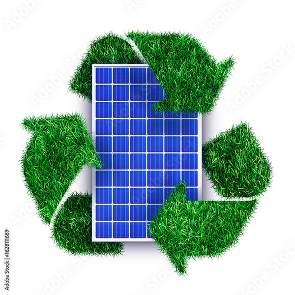 Obraz solar panel background recycle symbol