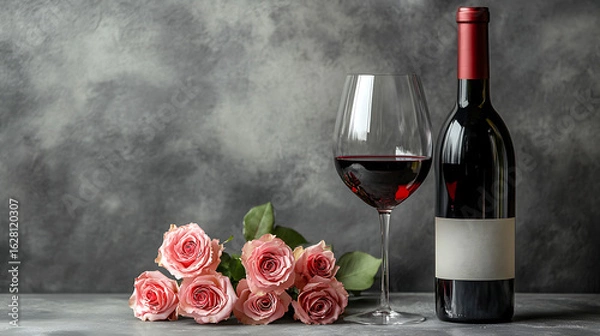 Obraz red wine and roses