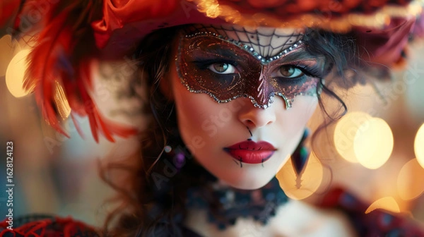 Obraz portrait of a girl in a carnival mask