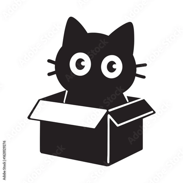 Fototapeta Black Cat in a Box Silhouette Vector Illustration