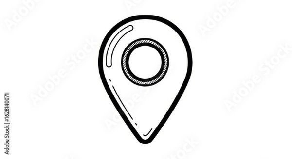 Fototapeta Simple Black and White Location Pin Icon on White Background