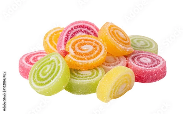 Fototapeta Colorful spiral candy treats display in vibrant assorted hues for sweet taste sensation delight