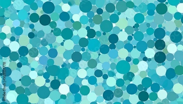 Fototapeta Serene teal orbs cascade in playful profusion, a lively pattern evoking underwater tranquility