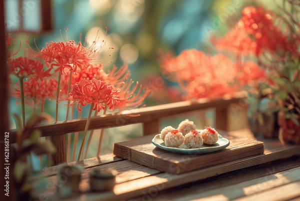 Obraz Delicate Pastries on Rustic Wooden Table