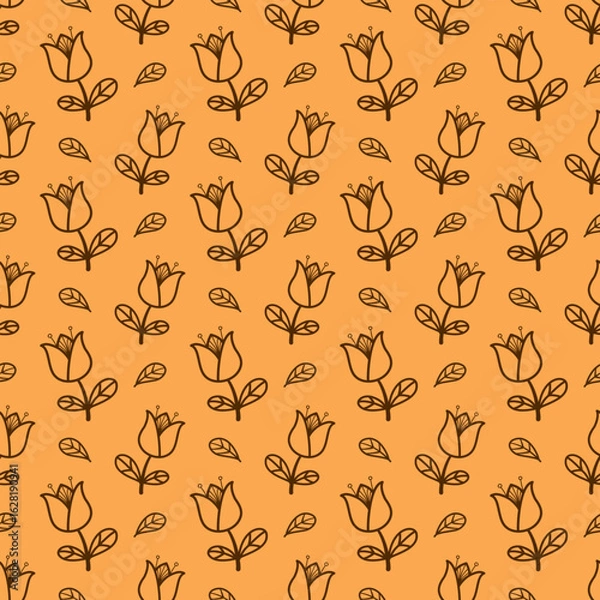 Obraz seamless pattern with flower line