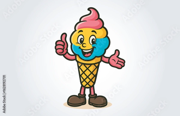 Obraz Cute Ice Cream Mascot Cartoon Character Template	