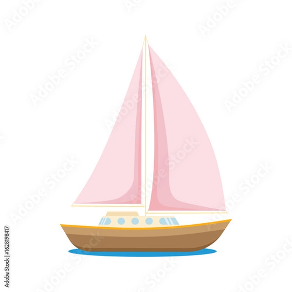 Obraz Sailboat. Color vector illustration for travel, leisure, sport concepts . Isolated on white background.	
