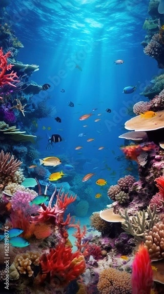 Fototapeta Underwater wonder of Red Sea corals teeming with vibrant marine life in a colorful ecosystem