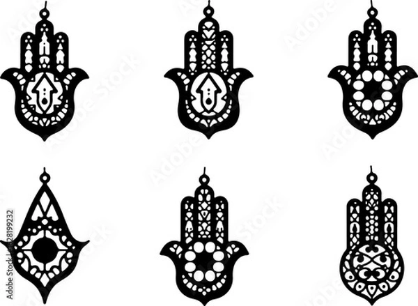 Obraz Hamsa Hand Symbol Variations
