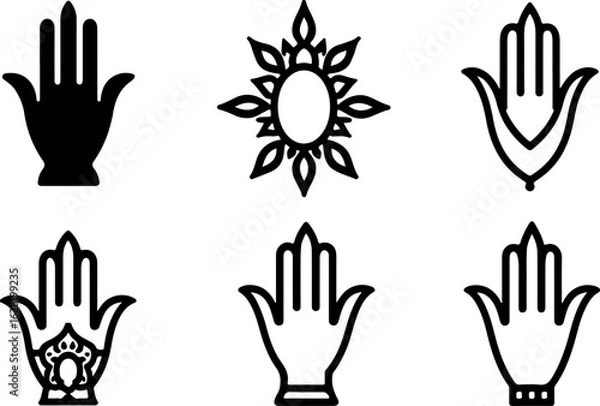 Obraz Hamsa Hand Symbol Variations