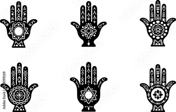 Obraz Hamsa Hand Symbol Variations