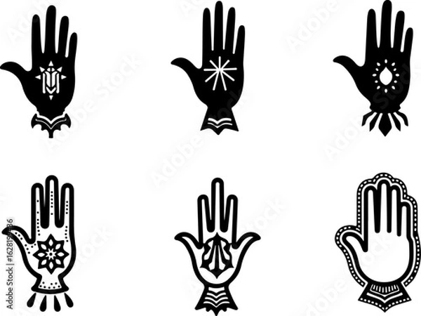 Obraz Hamsa Hand Symbol Variations