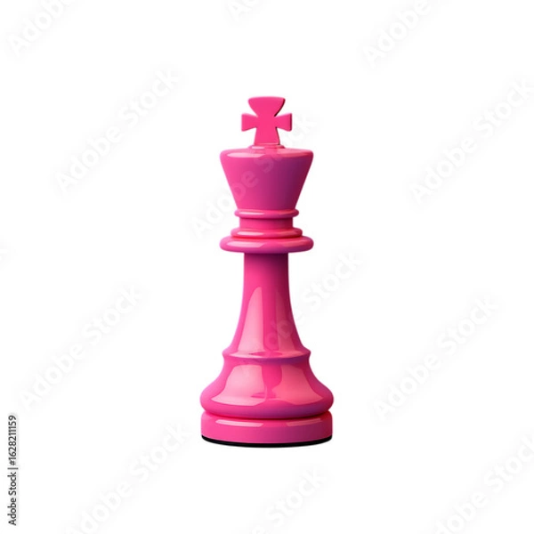 Fototapeta Png a pink chess king piece standing tall, representing strategy, power, and leadership in the classic game, isolated on transparent background transparent background