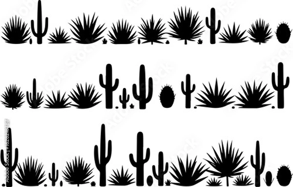 Obraz Cactus and Desert Plant Silhouettes Collection