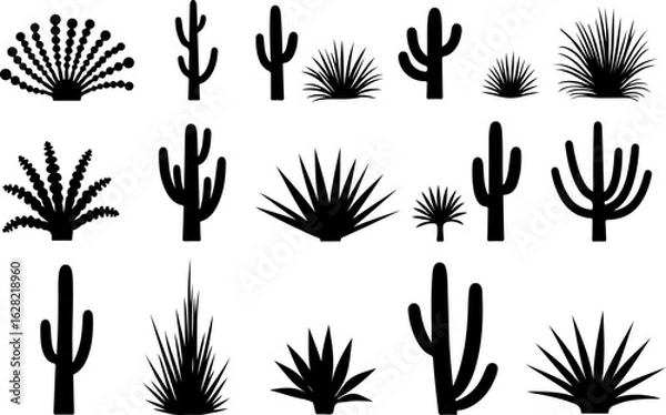 Obraz Cactus and Desert Plant Silhouettes Collection
