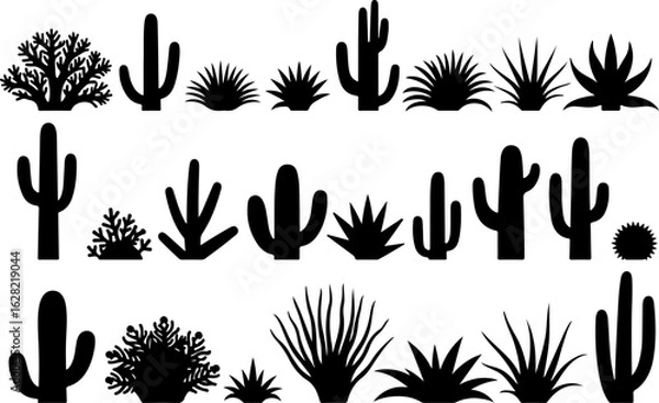 Obraz Cactus and Desert Plant Silhouettes Collection