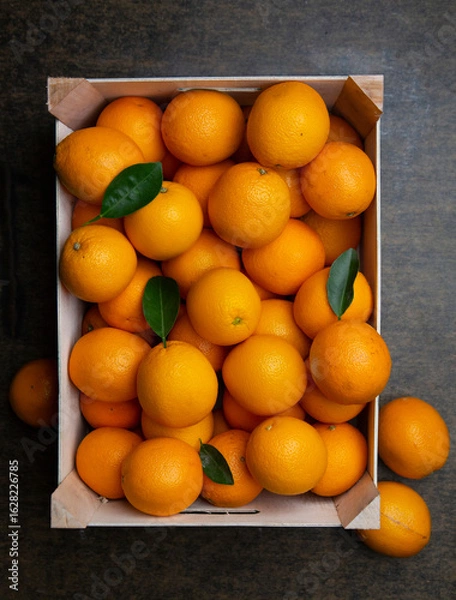 Fototapeta Box filled with oranges. 