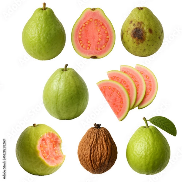 Fototapeta guava set collection, PNG, isolated object, PNG collection, graphic asset