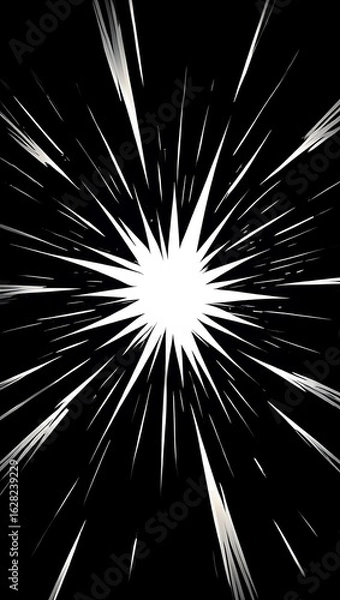 Fototapeta Abstract Black and White Starburst: Dynamic, Energetic, Graphic Design Element