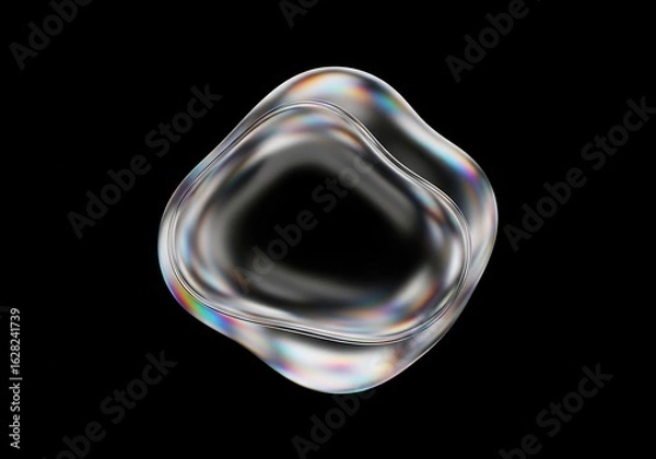Obraz Iridescent Aqueous Structure on Black Background - Sleek Fluidity