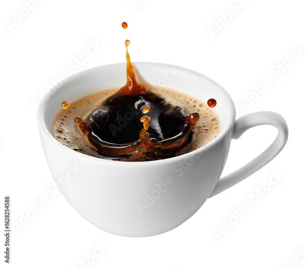 Obraz Coffee splash inside ceramic espresso cup isolated on white background