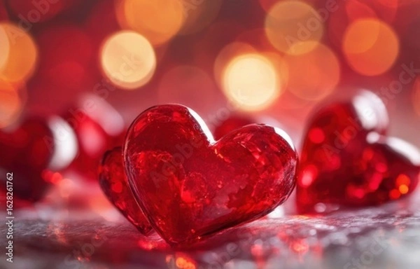 Fototapeta Red hearts background