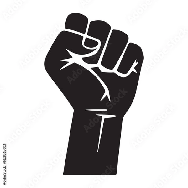 Fototapeta Silhouette of a Raised Fist Symbolizing Strength and Solidarity on Transparent Background
