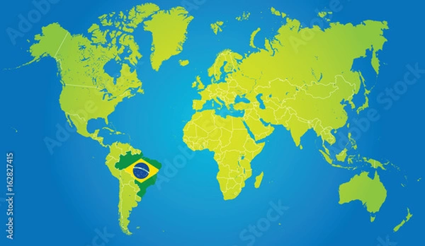 Obraz Brazil on the world map