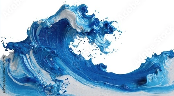 Obraz Abstract wave of blue and white paint