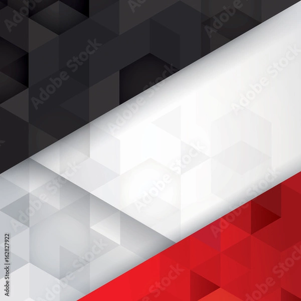 Obraz White, red and black geometric pattern, abstract background template.