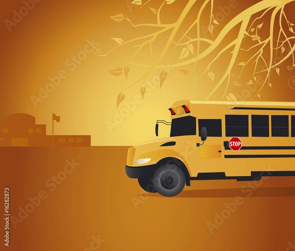 Obraz Yellow school bus in a school yard