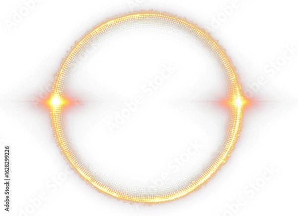 Fototapeta Bright Dotted Ring Lens Flare Minimalist Overlay Element Isolate on Transparent Background, cutout, png