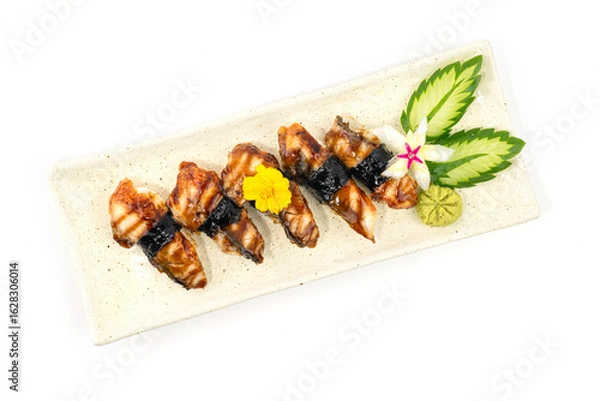 Fototapeta Unagi Sushi with Sauce Japanese food