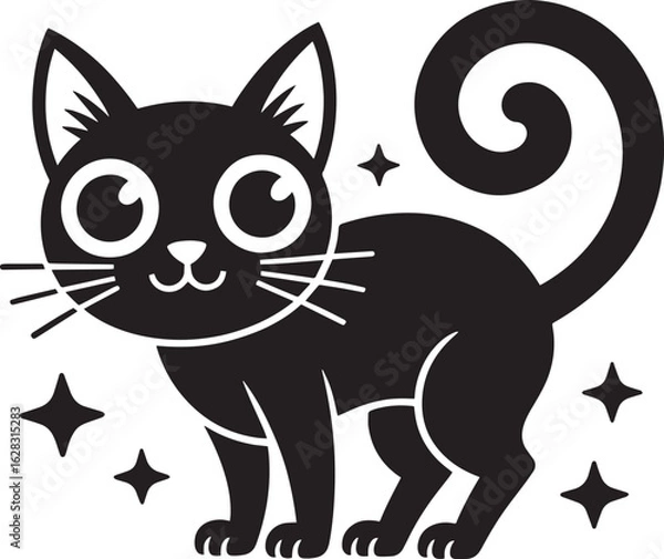 Fototapeta Charming Black Cat Silhouette Vector Graphic A Playful Feline Design for Various Creative Applications
