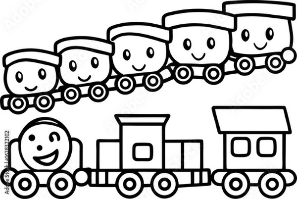 Fototapeta train with a train coloring page