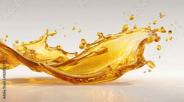 Obraz Golden liquid splash against a light background